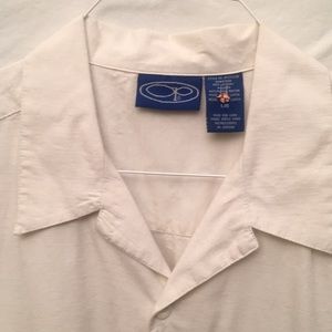 White linen cotton short sleeve shirt